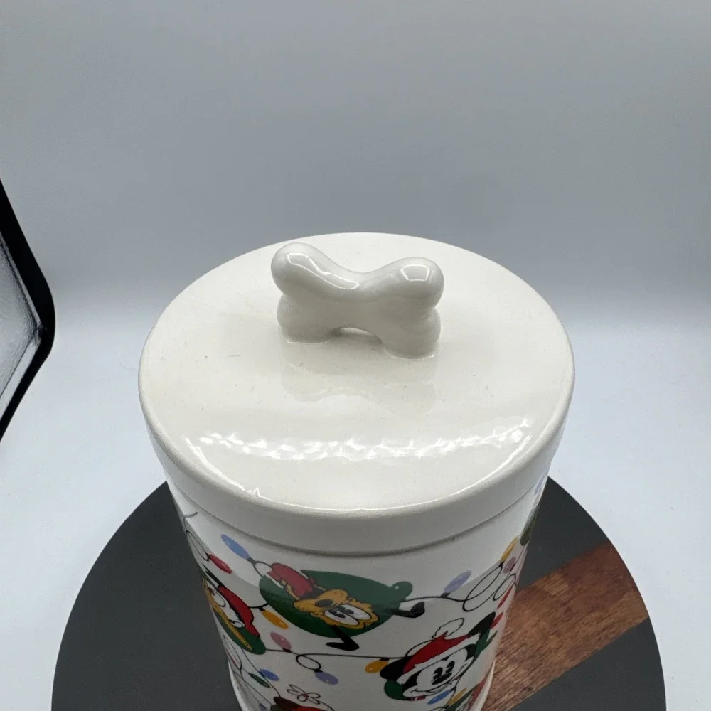 Disney Mickey Mouse & Friends Holiday Christmas Dog Treat Jar Canister New